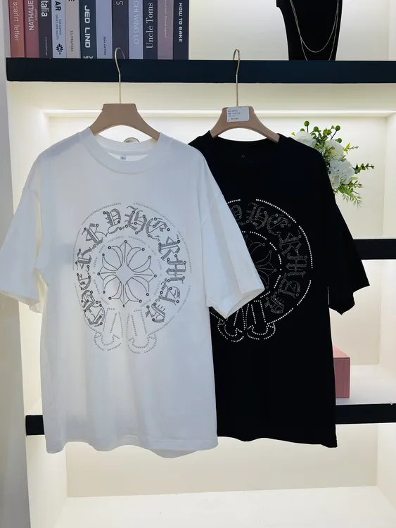 港澳型男重磅纯棉280克重圆领短袖T恤男女同款重工烫钻时尚打底衫