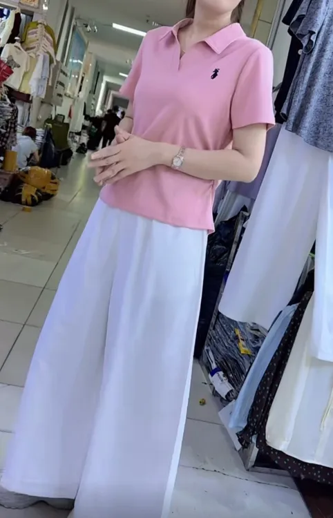 战马POLO领女士常规吸汗短袖松弛感T恤时尚洋气气质显瘦休闲减龄