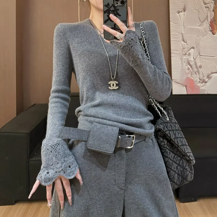 2025年秋冬设计感针织衫打底衫厚上衣显瘦修身简约百搭气质W2-37