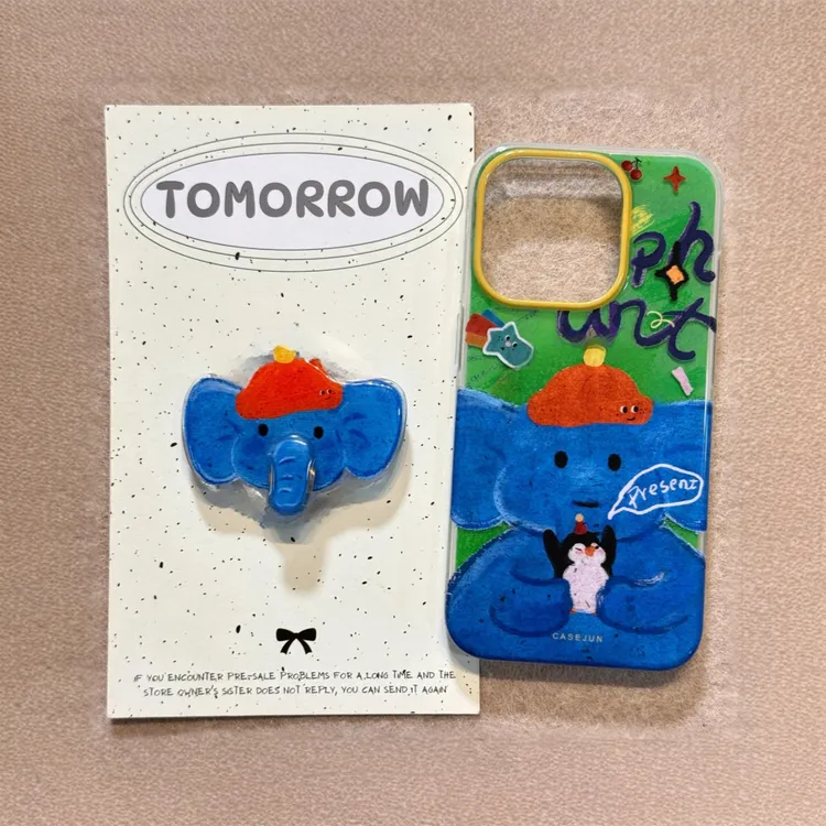 卡通涂鸦企鹅小象适用iPhone14苹果15promax手机壳16新款13全包12
