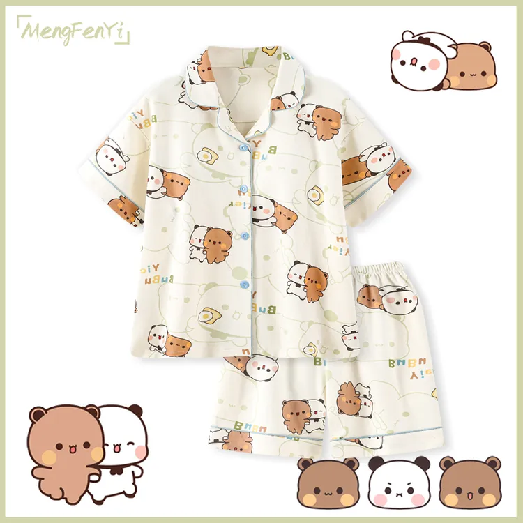 可爱一二布布睡衣女款夏季凉感纯棉短袖裤夏天卡通家居服套装学生