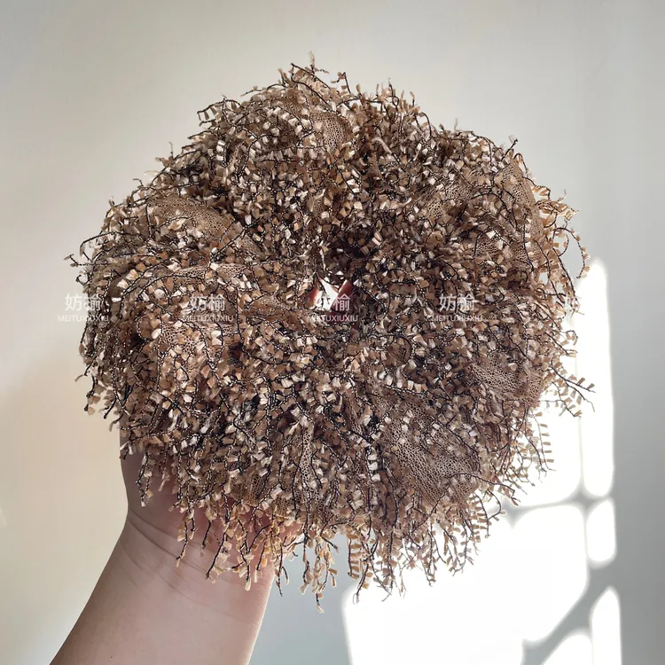 CQ028麦浪丛绒~秋冬碎须麦浪大肠发圈复古时尚女后脑勺马尾发圈