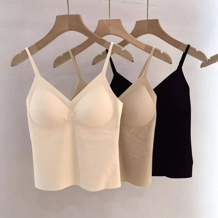 ALN6215无痕固定杯中长款女性简约式吊带背心