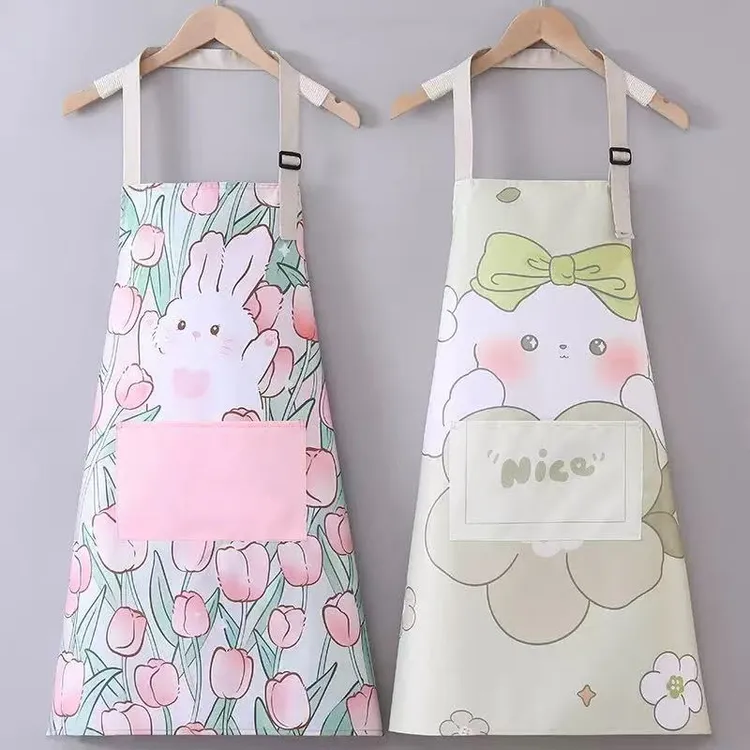新款围裙防水防油厨房夏季家用上班可爱成人时尚做饭工作服围腰女