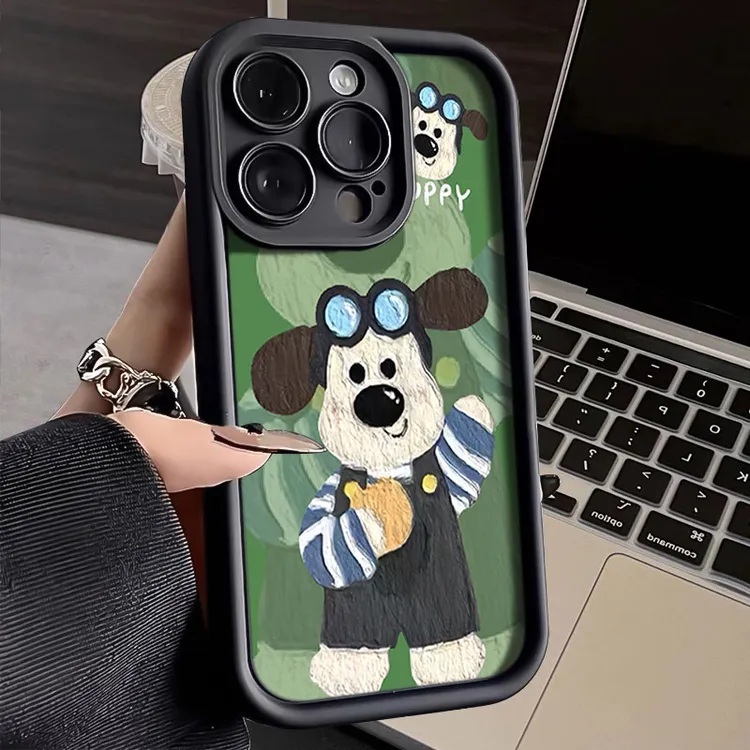 绿色掌门狗适用iphone16苹果手机壳15promax金刚砂14软13全包1211