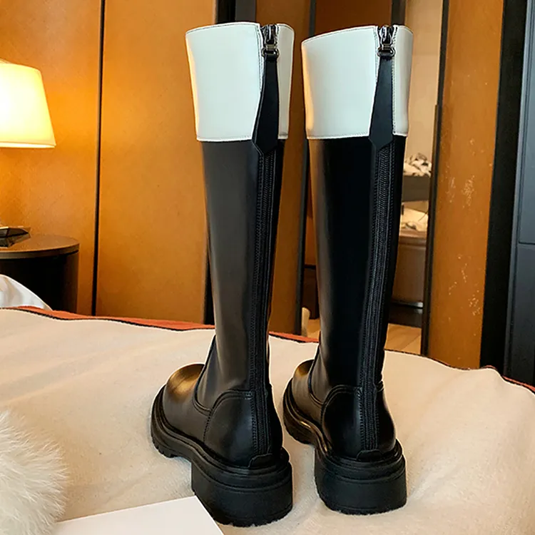 厚底长筒靴女2025新款秋冬小香风显瘦不过膝长靴子粗跟高筒骑士靴