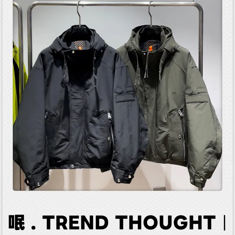 易麦90白鸭绒羽绒外套2025新款户外加厚休闲连帽免烫保暖欧美风