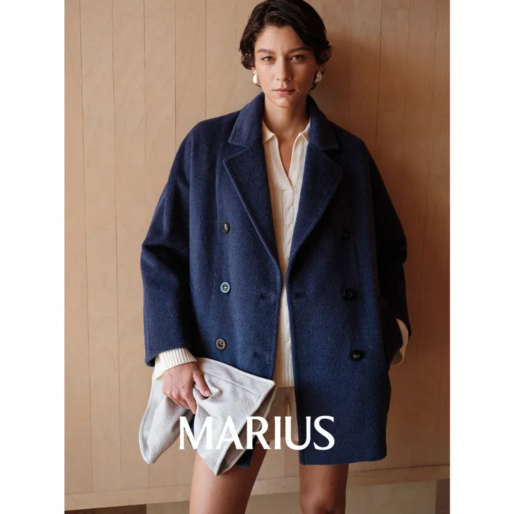 MARIUS | "101传承"意大利PIACENZA秘鲁原色INCA长毛翻领大衣外套