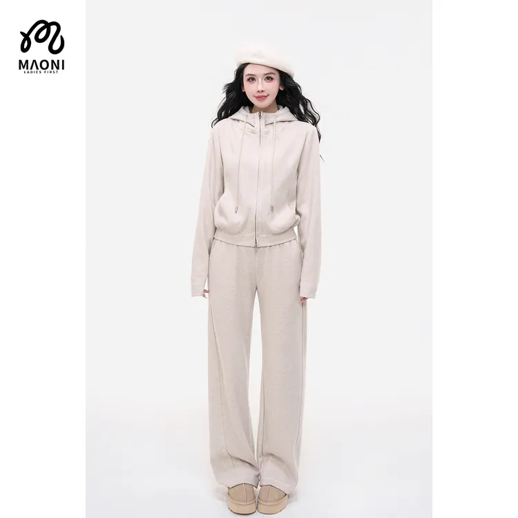 毛妮LADIESFIRST【轻柔绒风】秋冬修身外套+休闲长裤女套装L2454