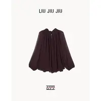 LIUJIUJIU 法式轻熟小众堆堆领时尚设计感长袖纱感衬衫CS4682L