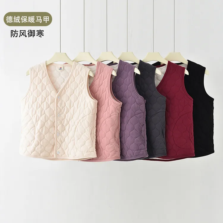 德绒棉马甲女冬季新款加绒加厚保暖背心坎肩内胆贴身休闲打底坎肩
