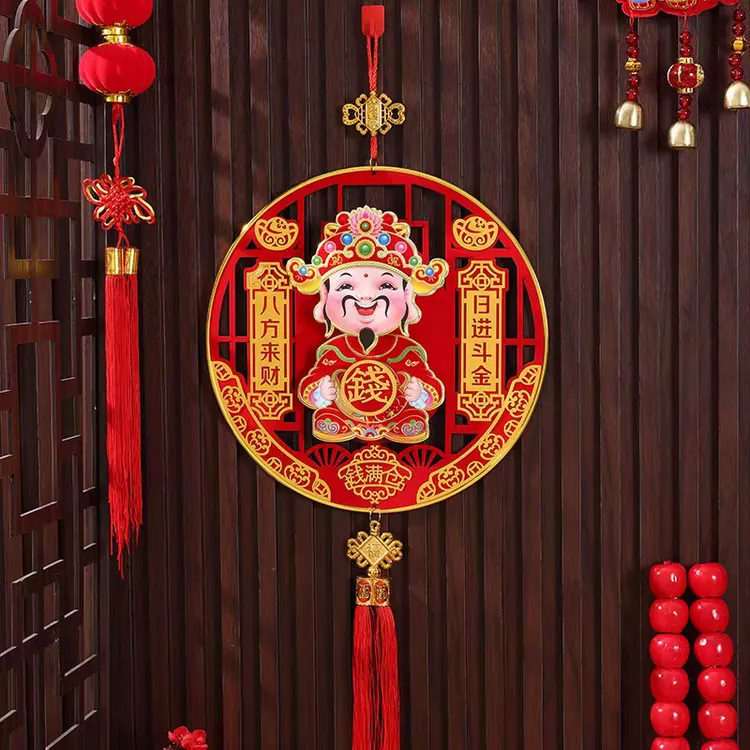 电动新年点头转钱财神挂件赚钱财神爷挂饰客厅大门装饰品节庆用品