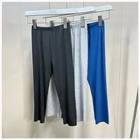 ZR037 秋季新款纯色松紧腰女士修身八分打底裤