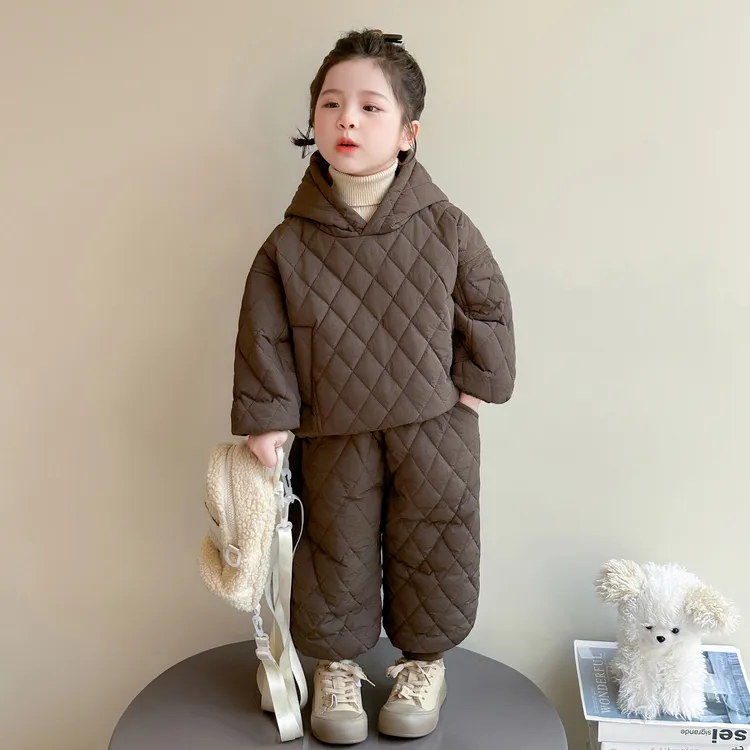 女童秋冬套装2025新款男女宝宝夹棉外套加棉裤子儿童冬季保暖棉服
