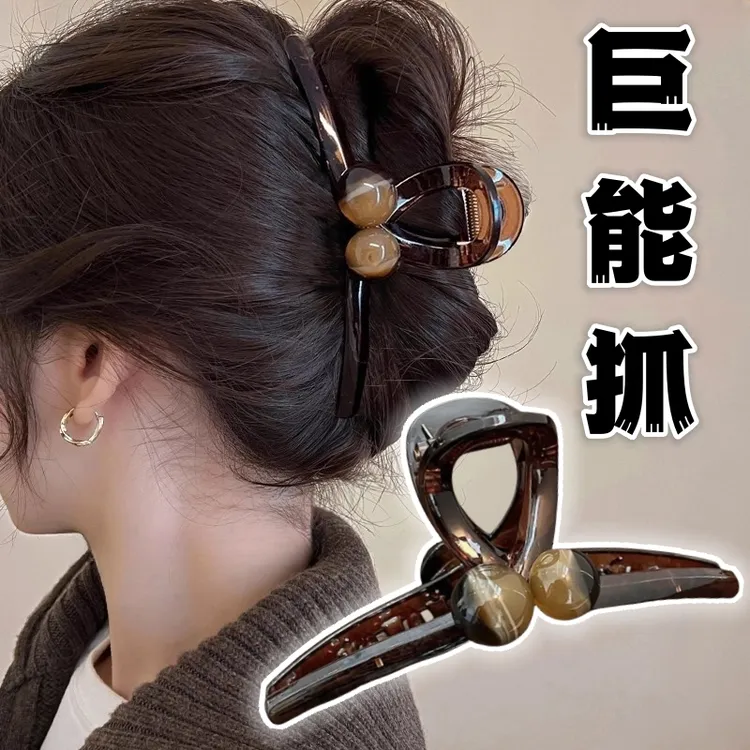 简约美拉德抓夹女日韩瑞丽风发饰百搭鲨鱼夹发夹子高级感发卡头饰