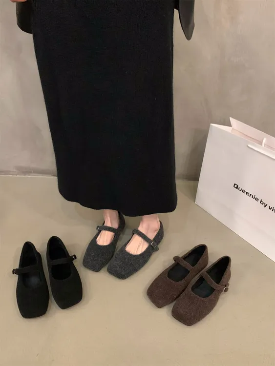 平底韩版玛丽珍单鞋女鞋子2025新款秋冬季黑色温柔百搭加绒毛毛鞋