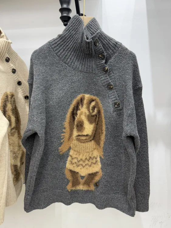 韩版高领针织毛衣女慵懒风圆领时尚秋冬加厚宽松毛针织衫上衣女装