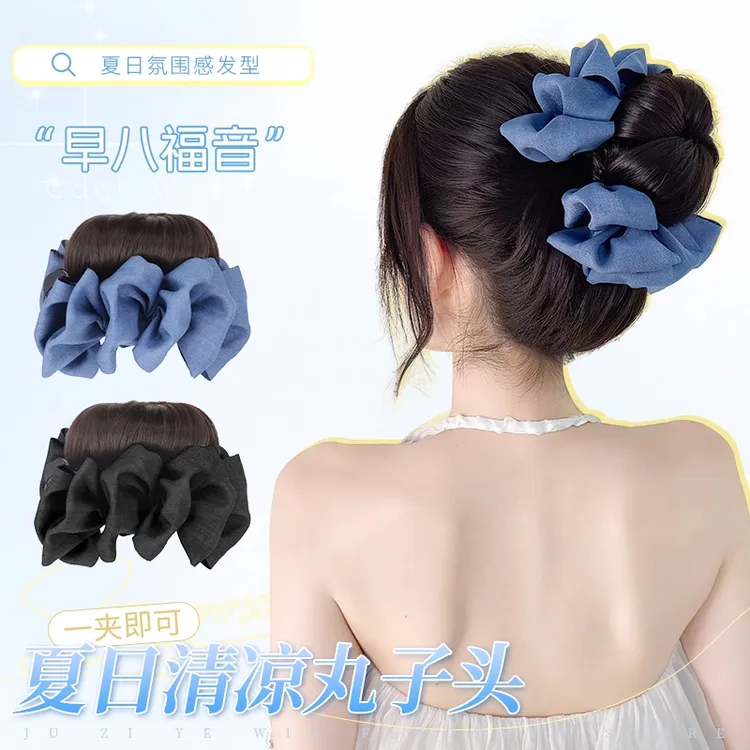 丸子头假发圈女高扎抓夹花苞头发饰仿真后脑勺百搭盘发神器假发包