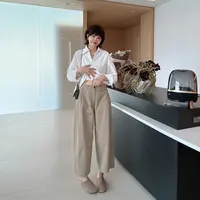 秋季韩版复古拼接遮胯显瘦款式休闲裤九分裤