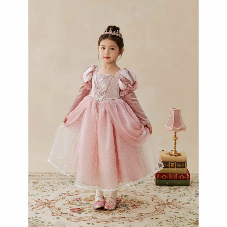 SONNYKIDS 女童秋冬重工爱丽儿公主裙生日蓬蓬连衣裙高级感礼服裙
