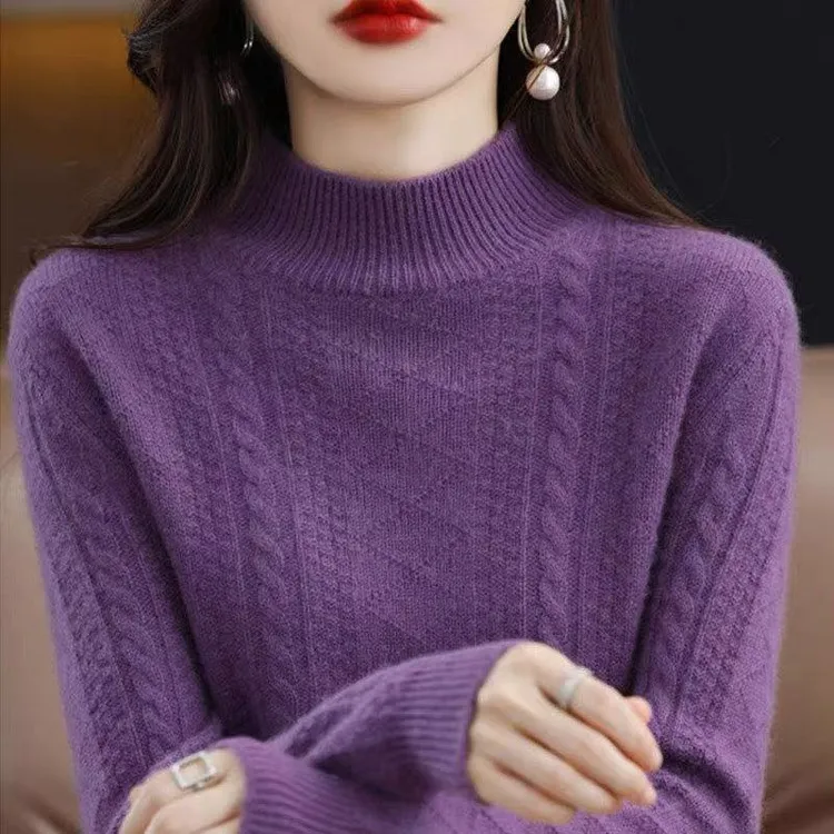 纯100羊绒衫女2025秋冬爆款羊毛衫半高领宽松百搭加厚针织衫毛衣