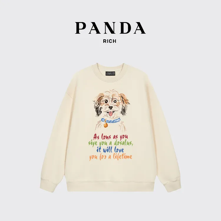 【PANDARICH】2025秋季圆领卫衣男女同款印花宽松情侣长袖T恤原创