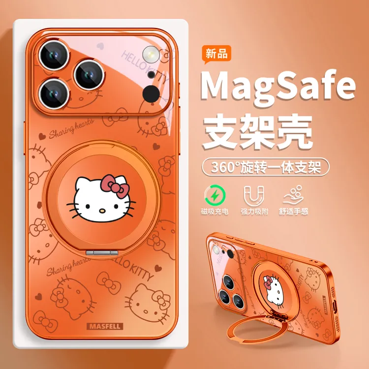 凯蒂猫适用苹果17pm磁吸手机壳华为mate60可爱pura80支架小米15