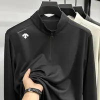 迪桑家秋季运动男士长袖T恤半拉链立领休闲时尚打底衫男式体恤潮