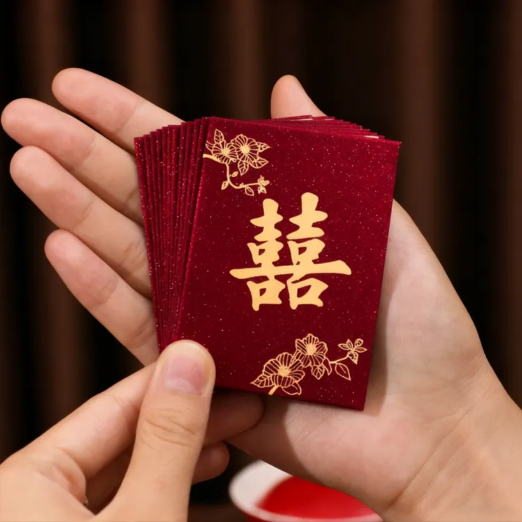 新款结婚回礼迷你接亲堵门酒红色专用喜礼硬壳红包塞门婚庆喜字利