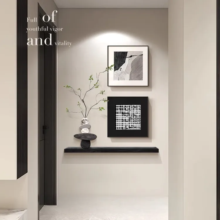 极简黑白灰玄关装饰画入户正对门壁画2025新款高级感走廊过道挂画