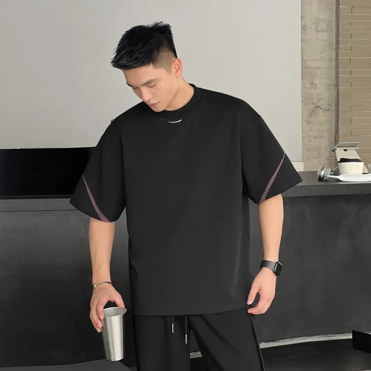 22号穿搭【高级感项链款】夏季凉感百搭T恤休闲圆领设计感男士短袖