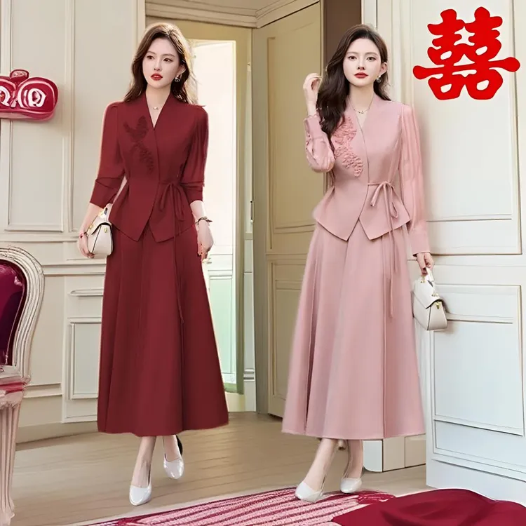 秋季套装喜婆婆妈妈装2025新款爆款母亲婚礼服饰服装国庆节婚宴