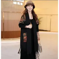 8122#秋季新品休闲刺绣提花设计师拼接大码外套（XL~4XL 90~165斤）