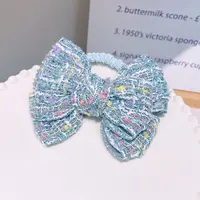 B-1373（满10米飞）e 1个蓝色小香风蝴蝶结肠圈儿童马尾丸子发绳