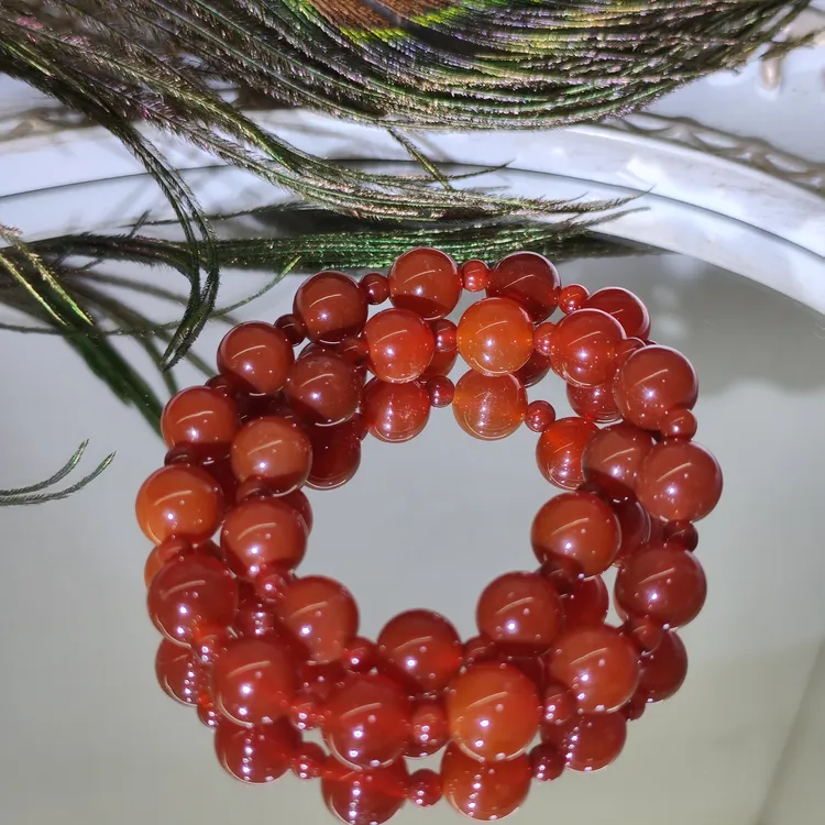 铜合金手链 明星同款双圈手串时尚女式轻奢红色多层