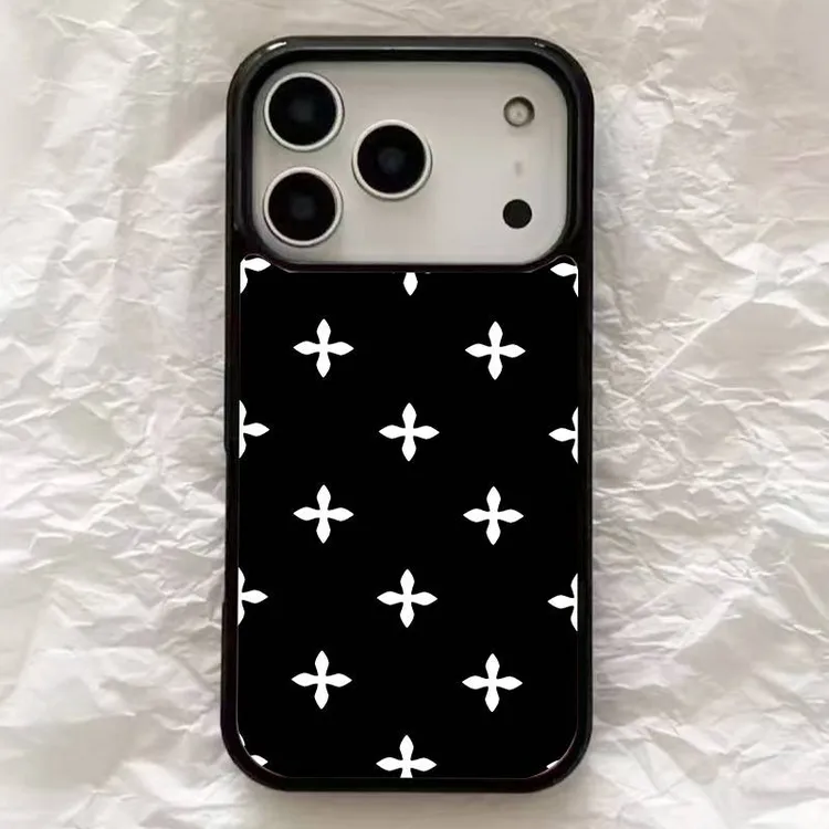 新款网红ins风满屏十字花手机壳适用苹果17pro16小米15reno14红米