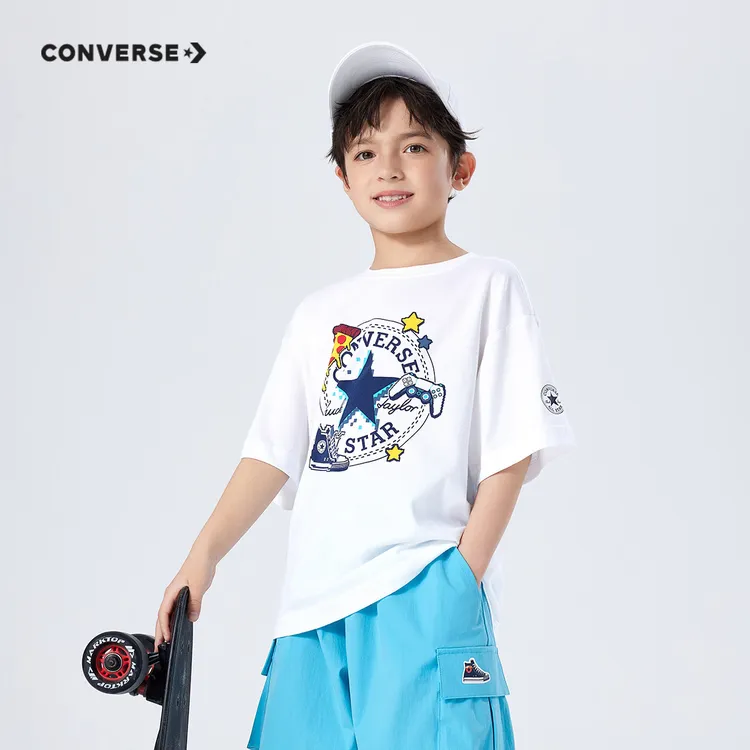 Converse匡威夏季新品男女童舒适宽松短袖圆领T恤CNVN-TE-H517