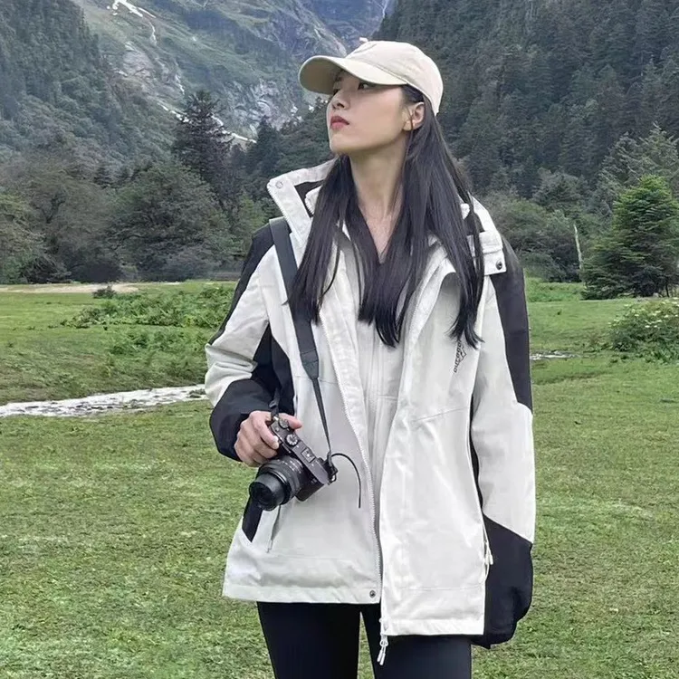 户外冲锋衣三合一女防风防泼水情侣款单层薄款登山服外套男款