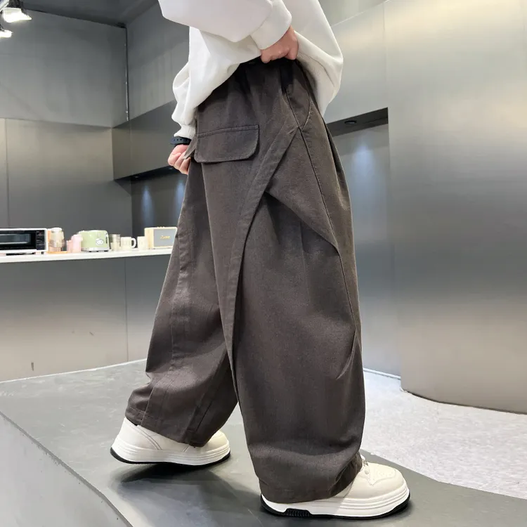 男童裤子秋季休闲裤2025新款儿童痞帅工装大童春秋款宽松直筒长裤