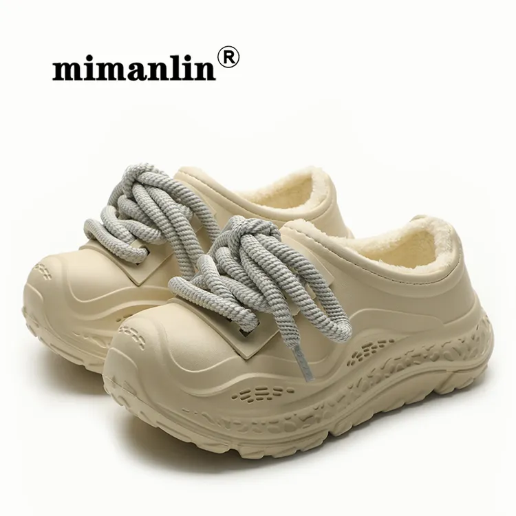 加绒保暖毛毛棉鞋女潮酷秋冬厚底外穿防滑防水居家两穿休闲棉拖鞋