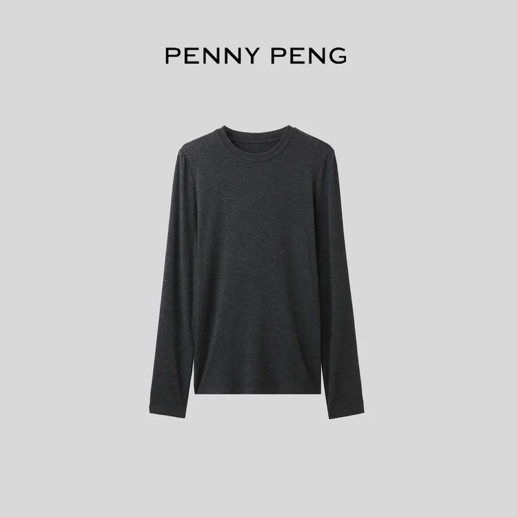 PENNYPENG 新基础 秋冬简约休闲通勤百搭修身圆领长袖套头衫打底