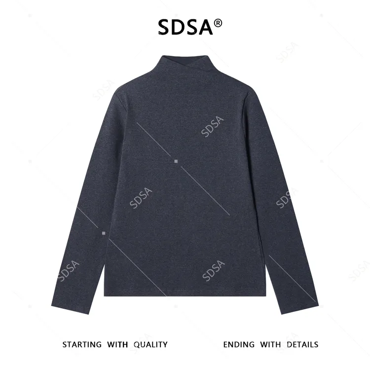 SDSA男士秋冬新款痞帅男装纯色针织半高领交叉设计长袖T恤百搭潮