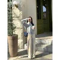 切糕自制【招牌软糯】小个子女秋季设计感可拆卸围巾两穿温柔毛衣