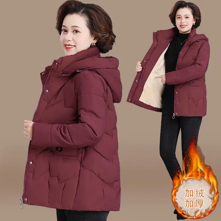 中年妈妈冬装棉服2025新款加绒加厚棉袄中老年人女装秋冬棉衣外套