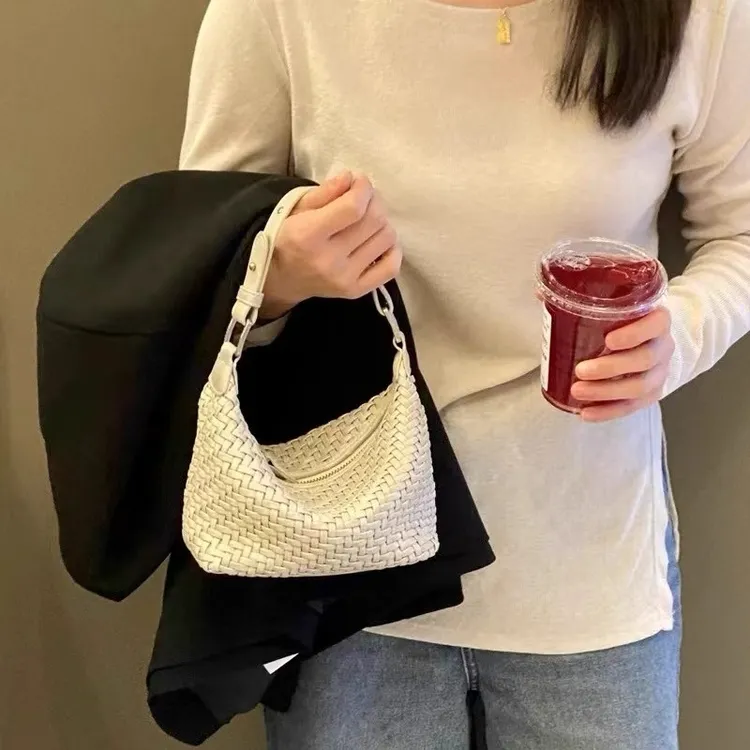 复古迷月灰手工编织包包女2025夏季新款手提包小拎包夏天斜挎小包