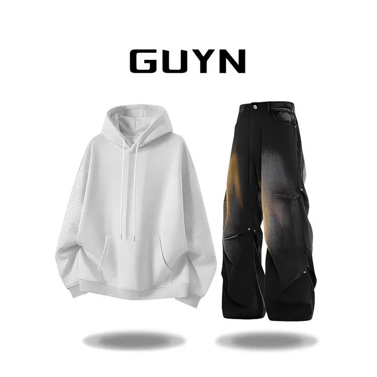 【品牌正品现货】GUYN纯色百搭连帽卫衣美式时尚休闲男女同款外套