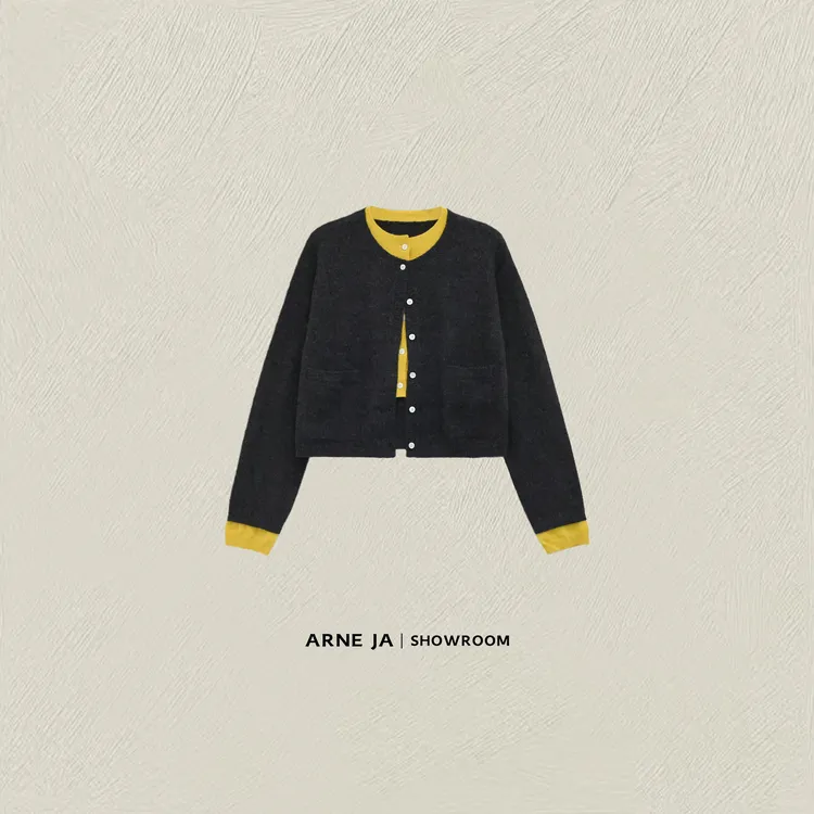 ARNE JA｜ “递进时髦”精智层次撞色精织绵羊毛开衫W929Y012