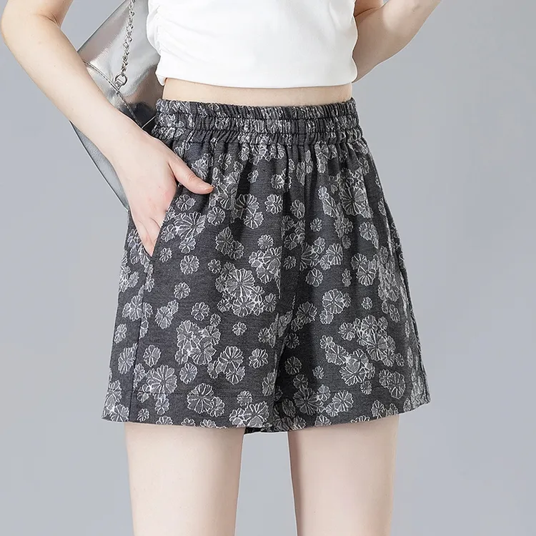 大码女装胖mm提花休闲短裤2025夏季新款薄款宽松A字外穿阔腿热裤