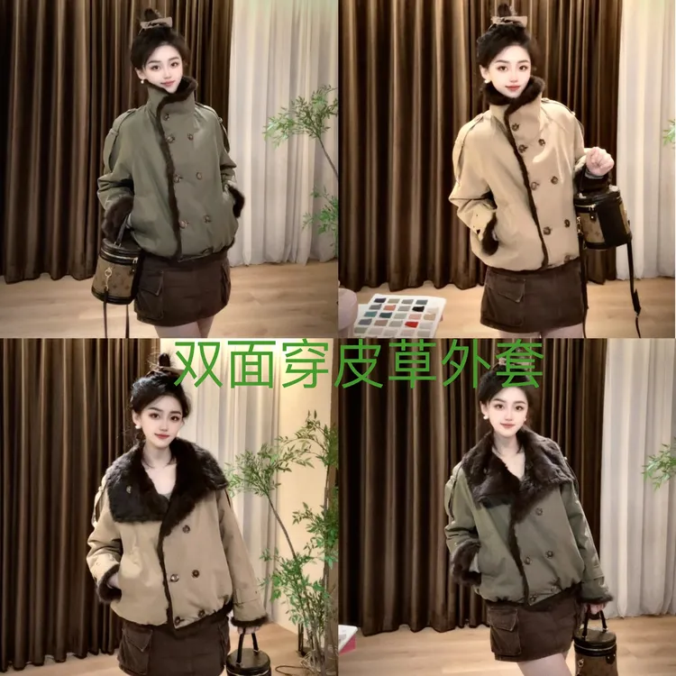 77“柏林初冬”双面穿洋气显瘦100兔皮毛一体保暖小个子派克外套