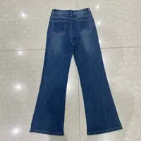 秋季新款黛蓝微喇牛仔裤女中高腰高弹四面弹十分喇叭牛仔裤25081